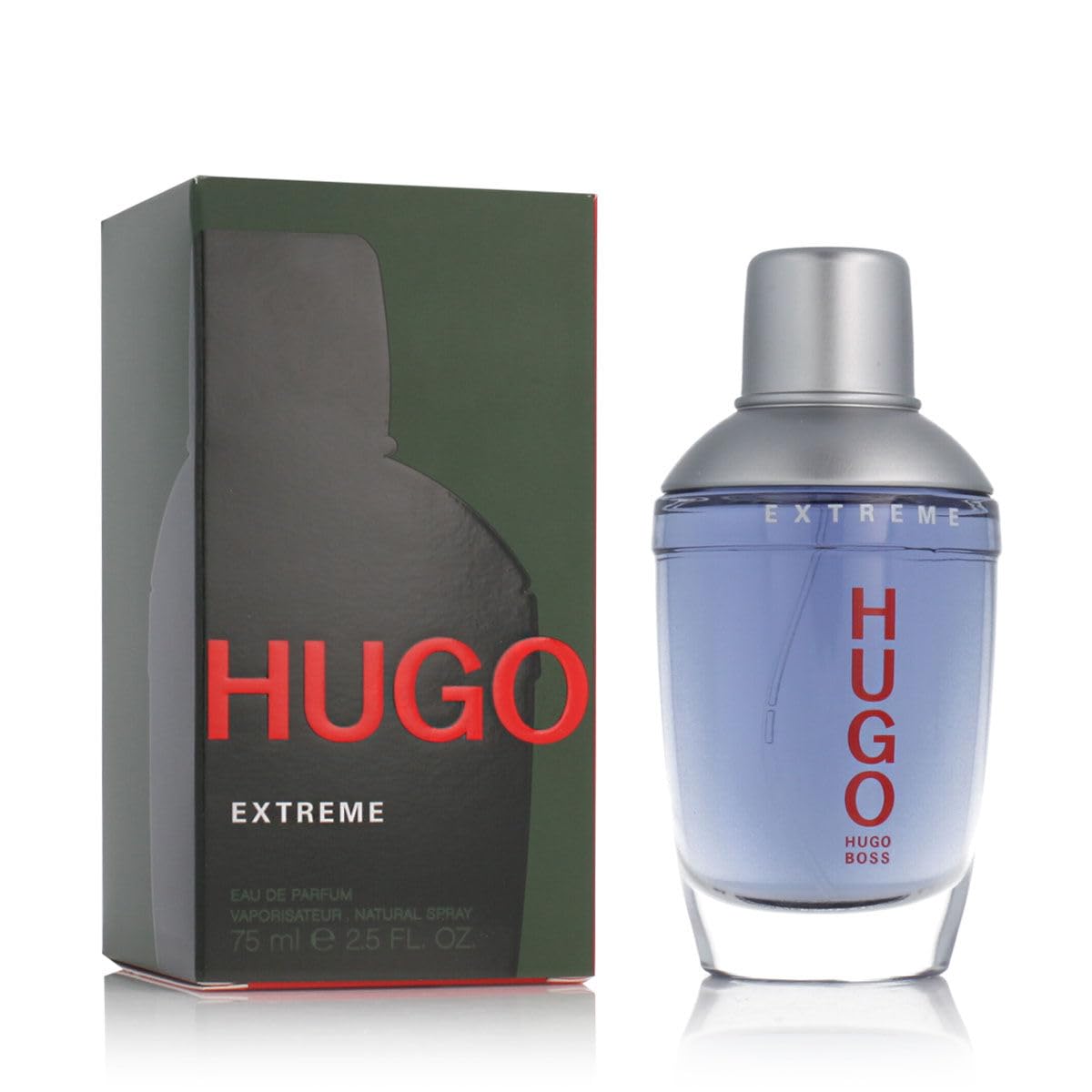 Hugo Boss MAN EXTREME bottle with apple and woods; a bold fragrance for confident days.