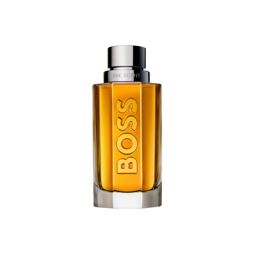 Hugo Boss THE SCENT bottle close-up highlighting ginger notes for daily confidence.