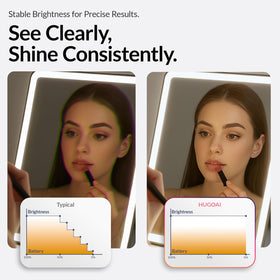 HUGOAI travel makeup mirror brightness control for any look.
