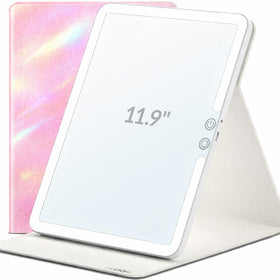 HUGOAI travel makeup mirror open lid light for on-the-go grooming.