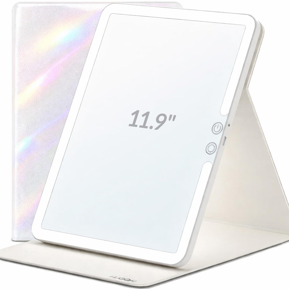 HUGOAI travel makeup mirror with lights for precise daytime makeup on the go.
