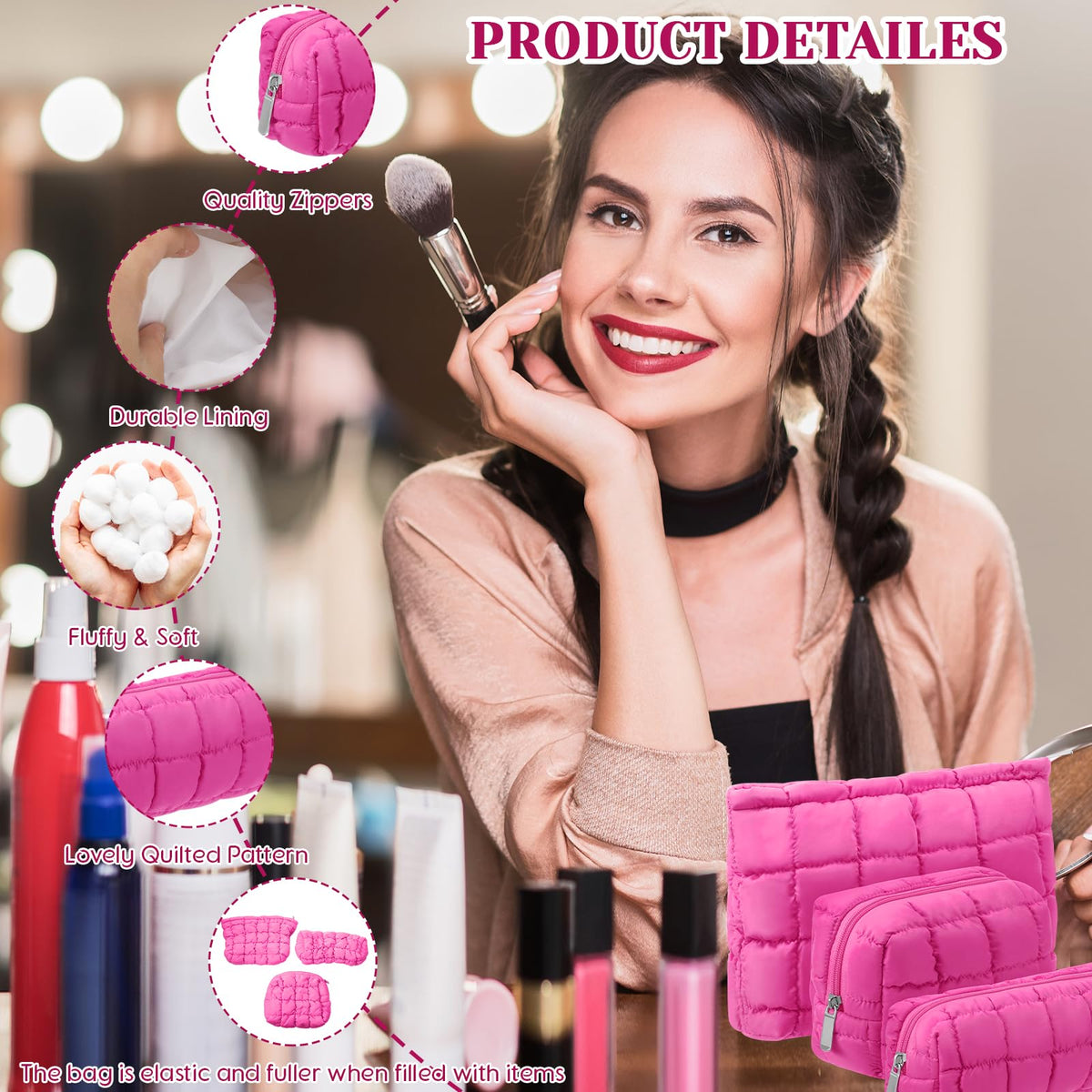 Huhumy 3-pcs set shows multiple sizes perfect for organizing brushes and essentials.