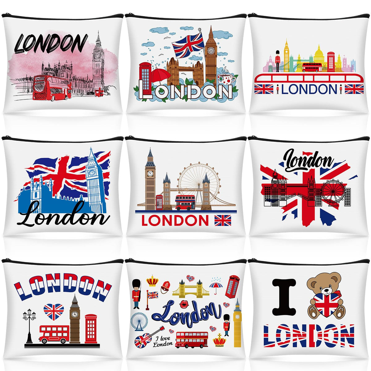 Huhumy London Tower Bridge cosmetic bag for travel and makeup storage
