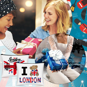 Huhumy London Westminster pattern cosmetic bag supports travel and souvenirs