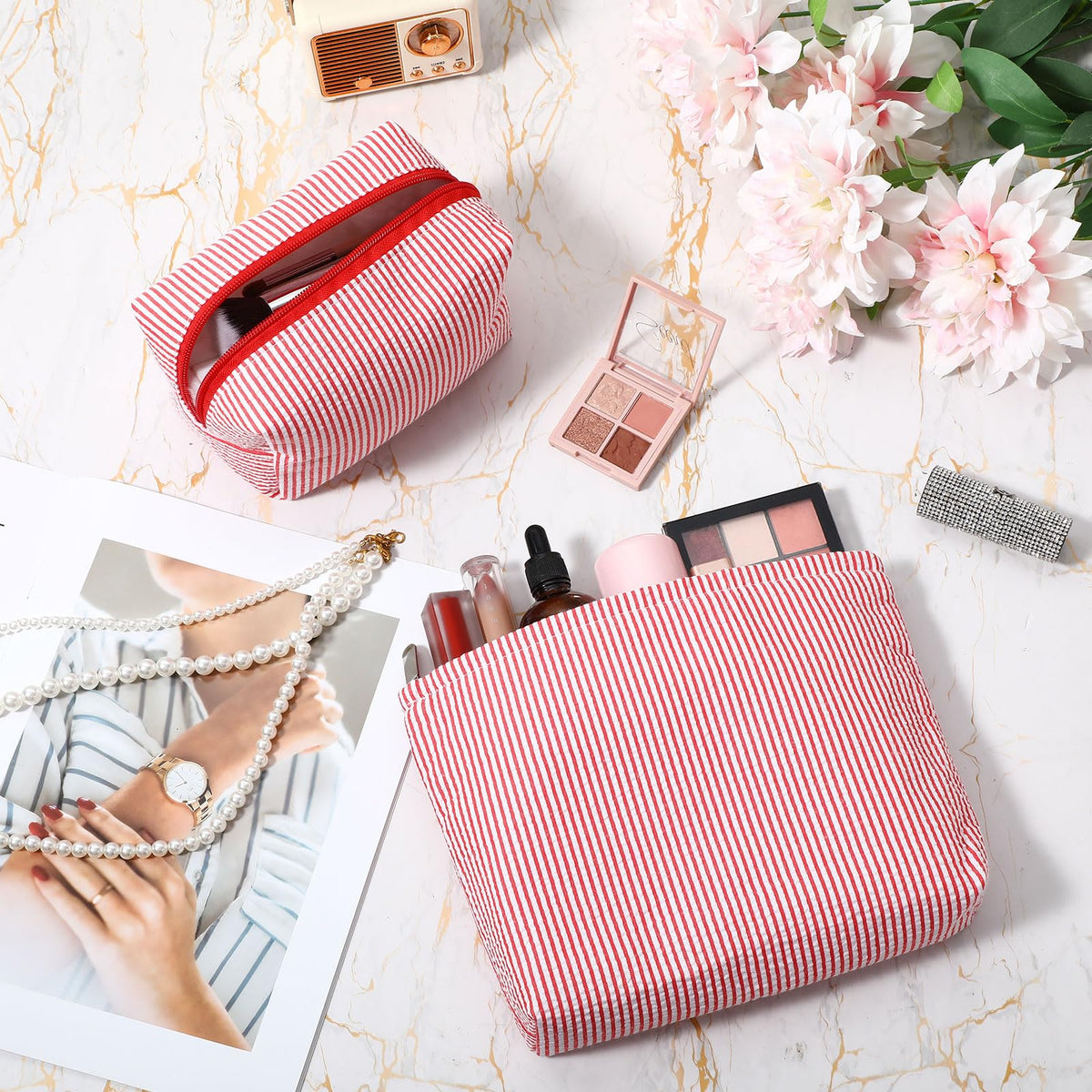 Huhumy makeup bag set two sizes, ideal for brushes and small items