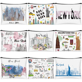 Huhumy New York cosmetic bag pattern 1 portable makeup organizer for travel