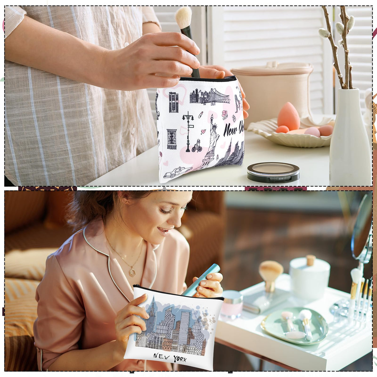 Huhumy New York cosmetic bag pattern 4 stylish pouch for cosmetics and accessories