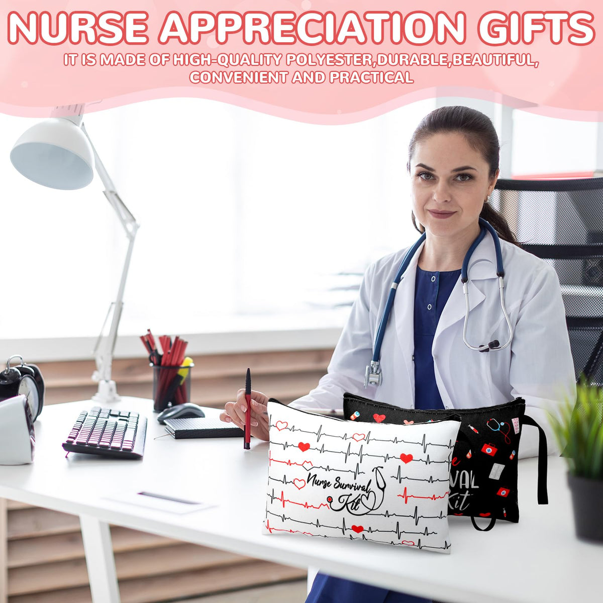 Huhumy nurse cosmetic bag style 4 with handles ideal for everyday carry