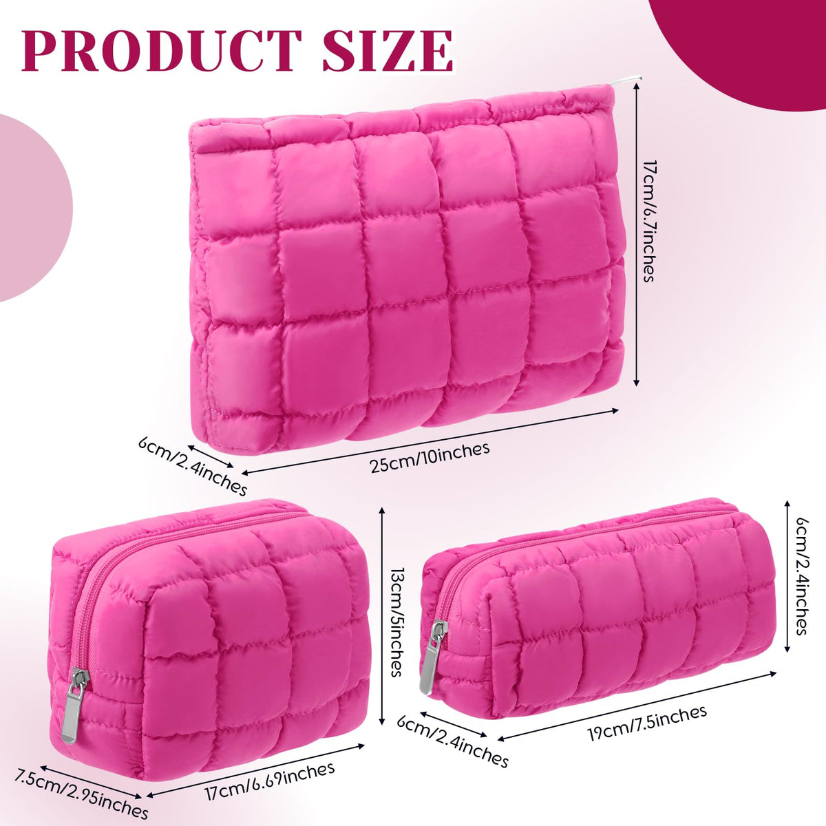 Huhumy quilted cosmetic pouch travel size highlights compact carry for easy on-the-go beauty.