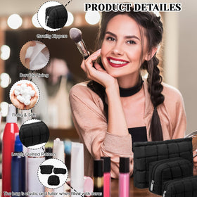 Huhumy medium quilted pouch in black for daily essentials and small electronics.