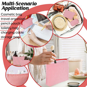 Huhumy seersucker makeup pouch easy care, durable for travel and daily use