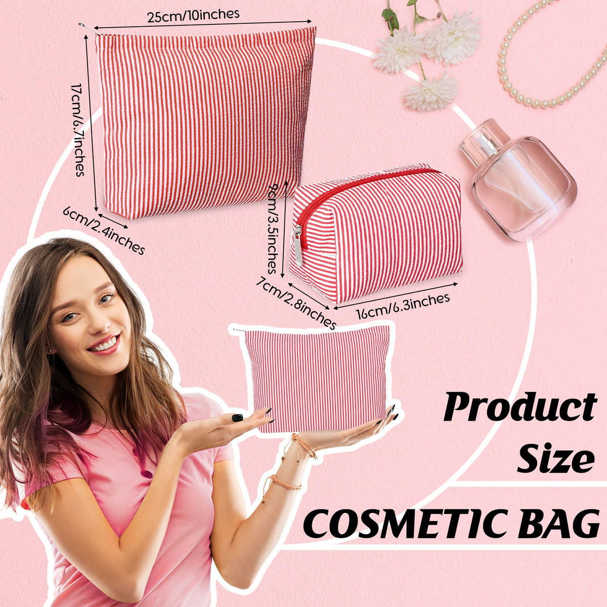 Huhumy travel toiletry bag in red, keeps essentials neatly organized on trips