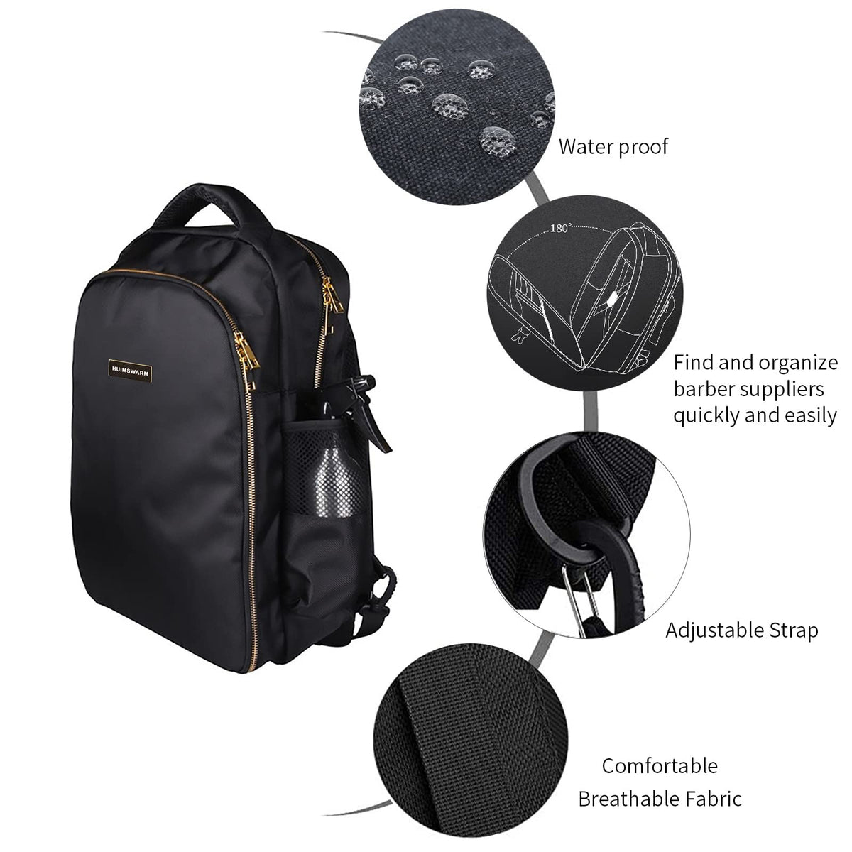 HUIMSWARM Barber Backpack pure copper zipper adds durability and style