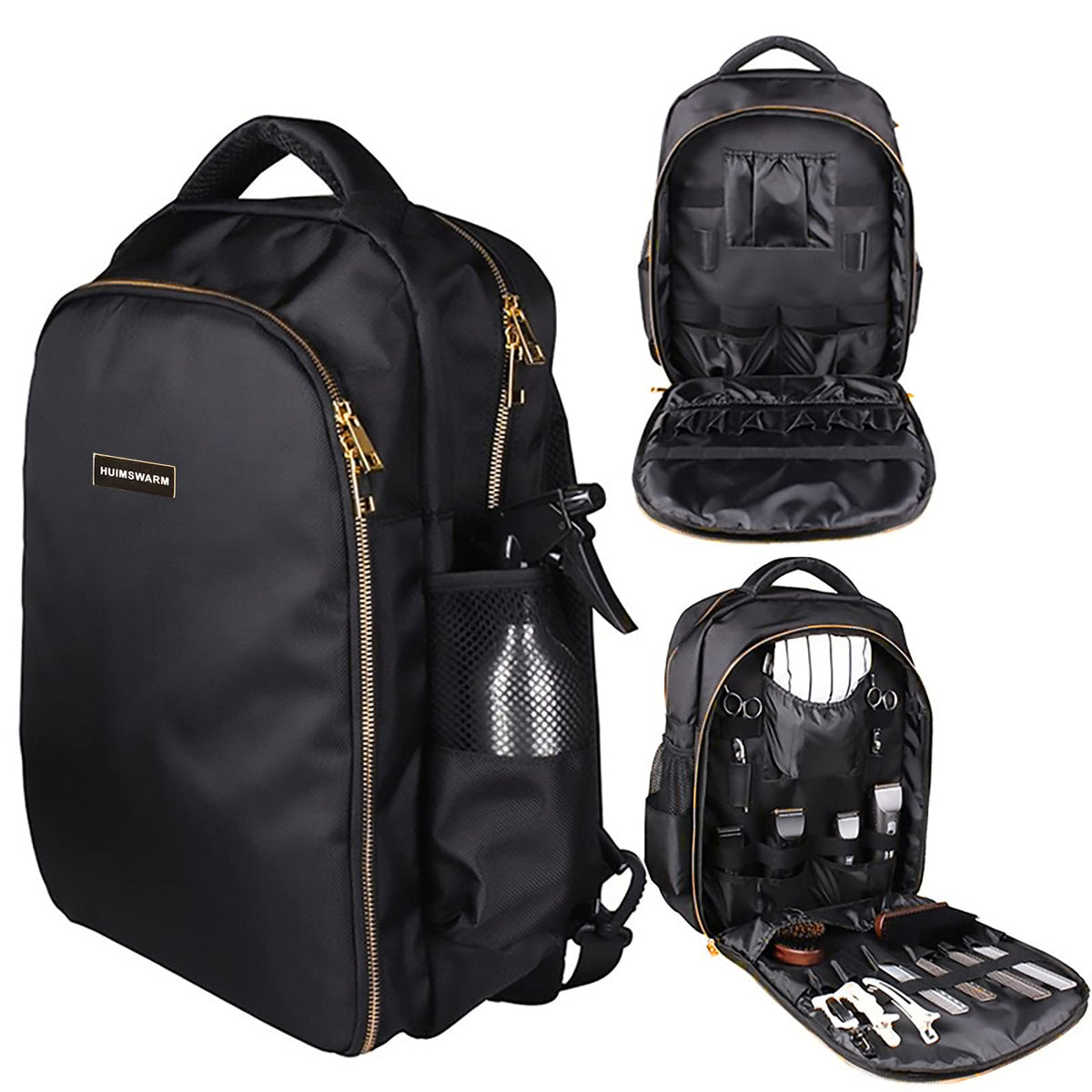 HUIMSWARM Barber Backpack side pocket fits water bottle and essentials