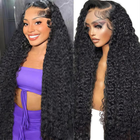 Huirslex deep wave wig front view with natural hairline for seamless parting