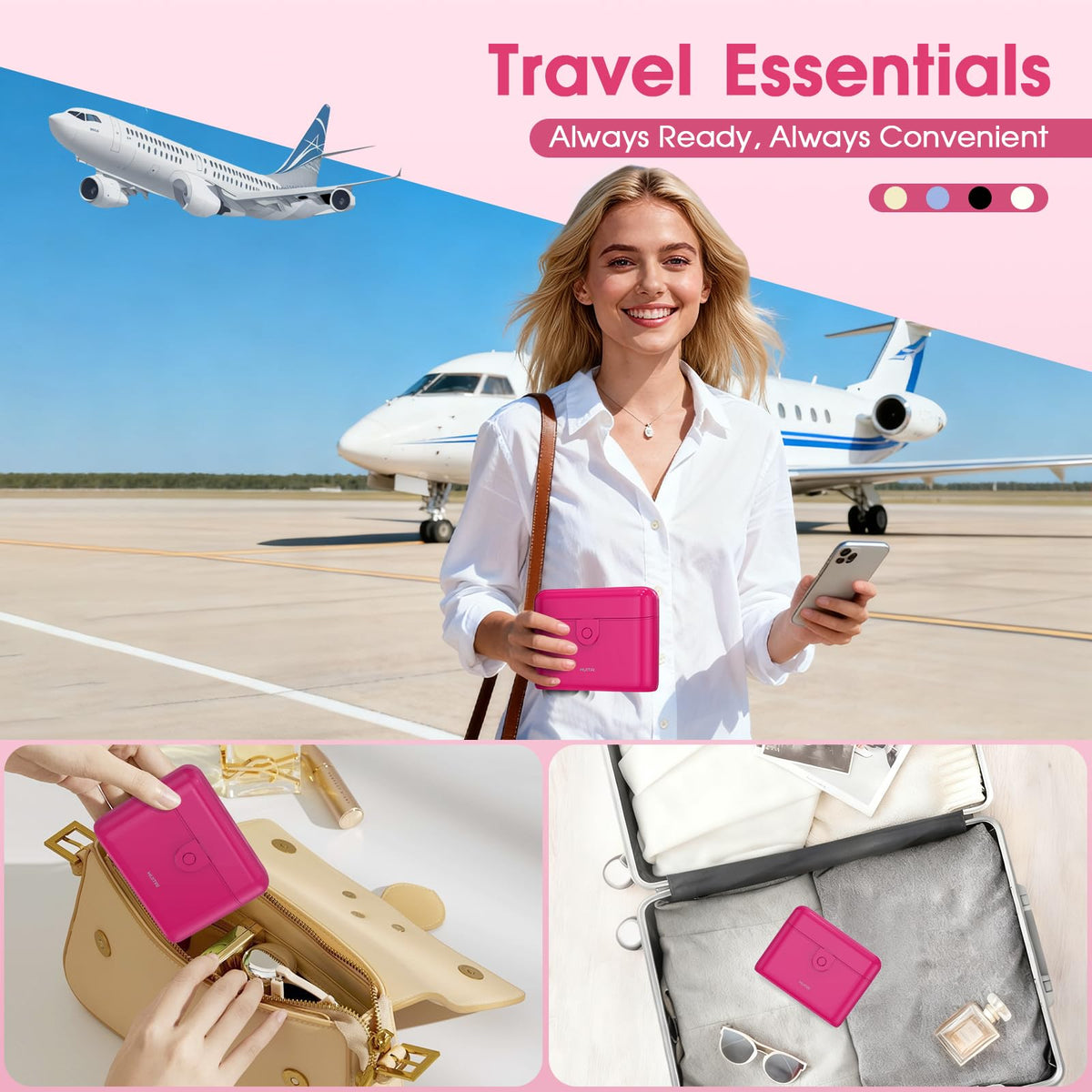 Individual compartments prevent leaks and allow easy access during travel.
