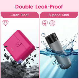 Leak-proof case with secure caps protects belongings during travel.