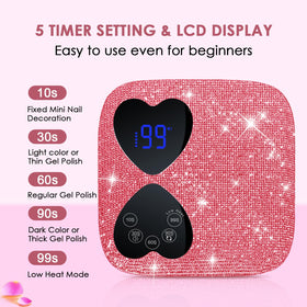 HUITINE rhinestone nail lamp adds glamour while curing gels efficiently.