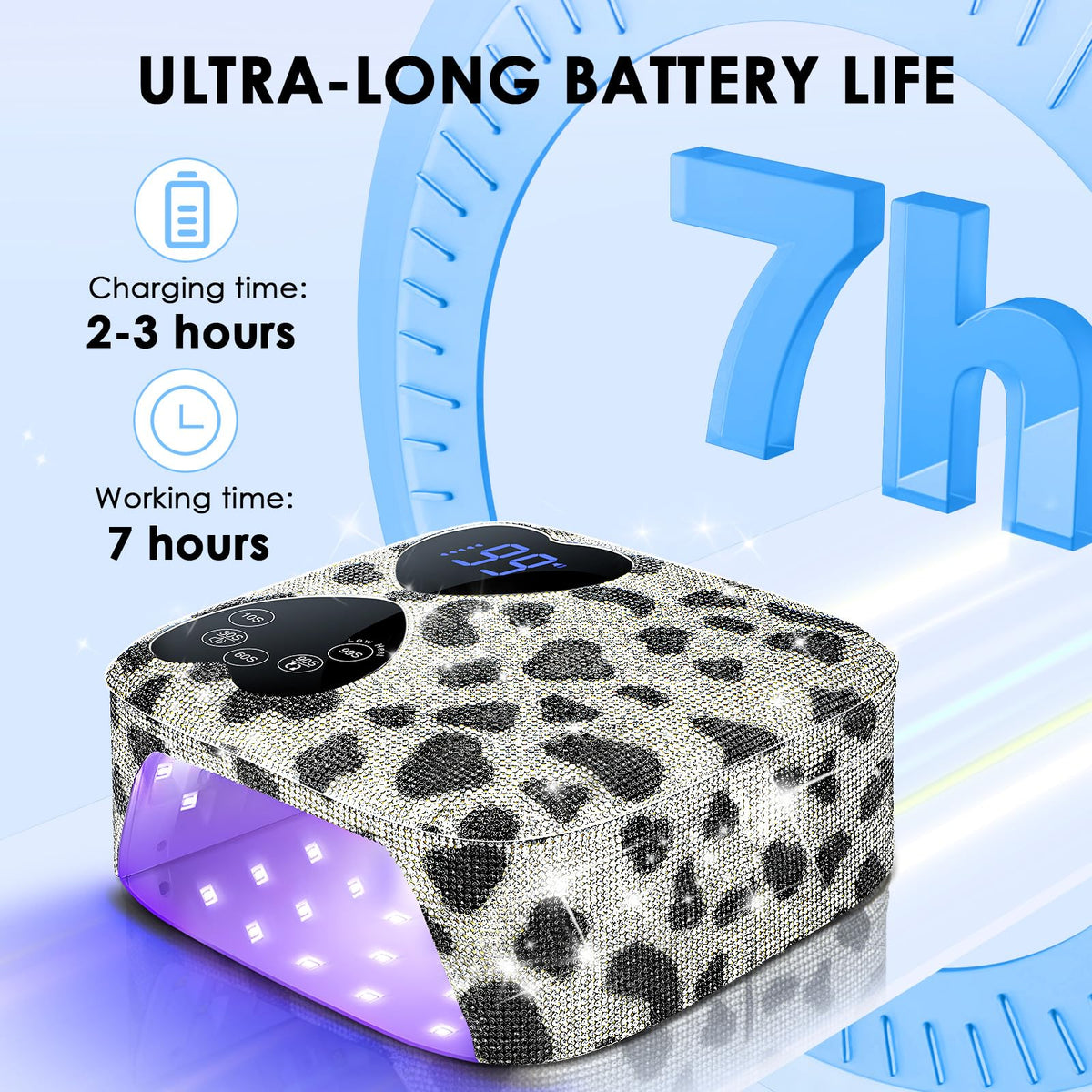HUITINE rechargeable nail lamp with long battery life for mobile manicures.