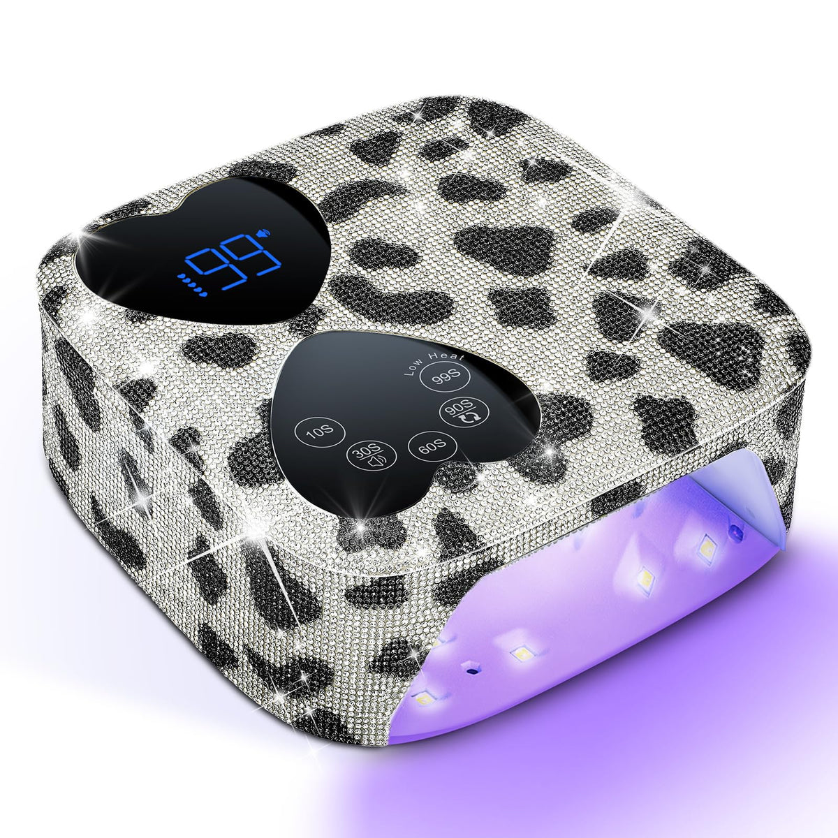 HUITINE cordless UV LED nail lamp with diamond rhinestones for quick gel cure at home.