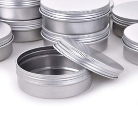 Hulless 12-pack aluminum tins ready for DIY cosmetics, balms, or art supplies.