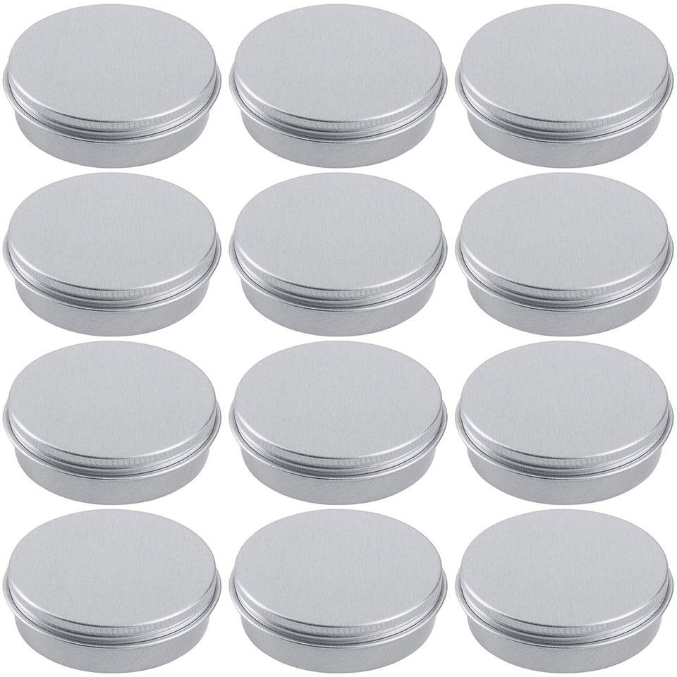 Hulless 4oz aluminum tin jar for lip balms and creams with an airtight seal.