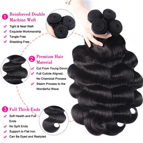 Hullran 12A body wave bundles 16-inch for seamless length and bounce.