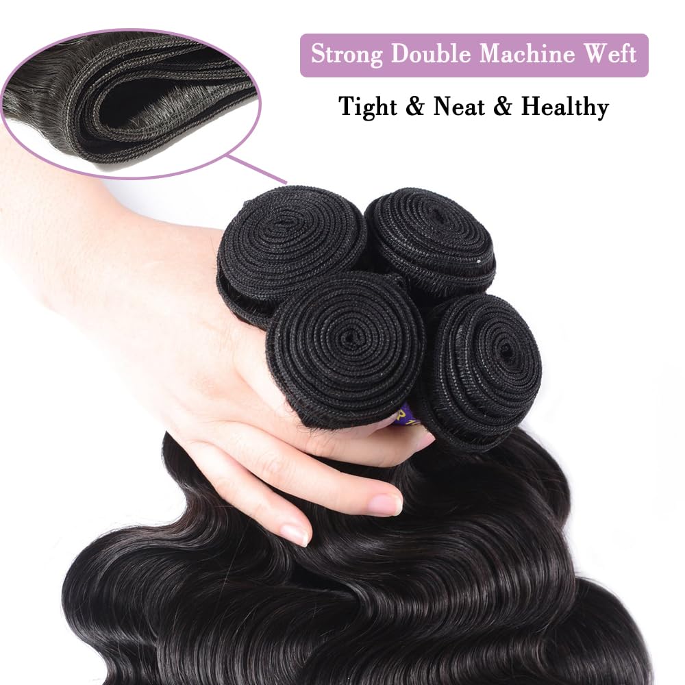 Hullran 12A body wave bundles 18-inch with elegant waves and durable weft.