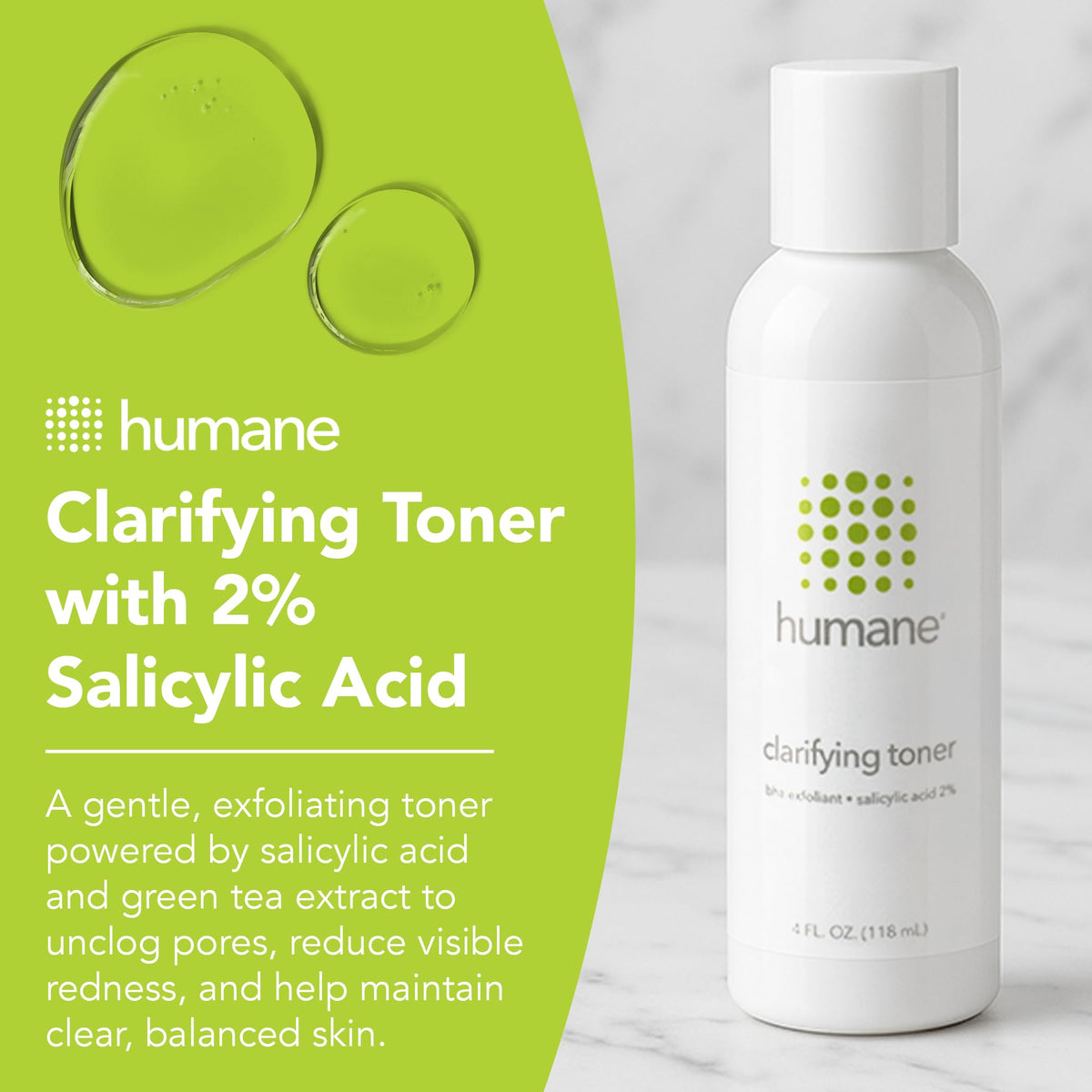 Humane Clarifying Toner bottle pour, easy daily application.