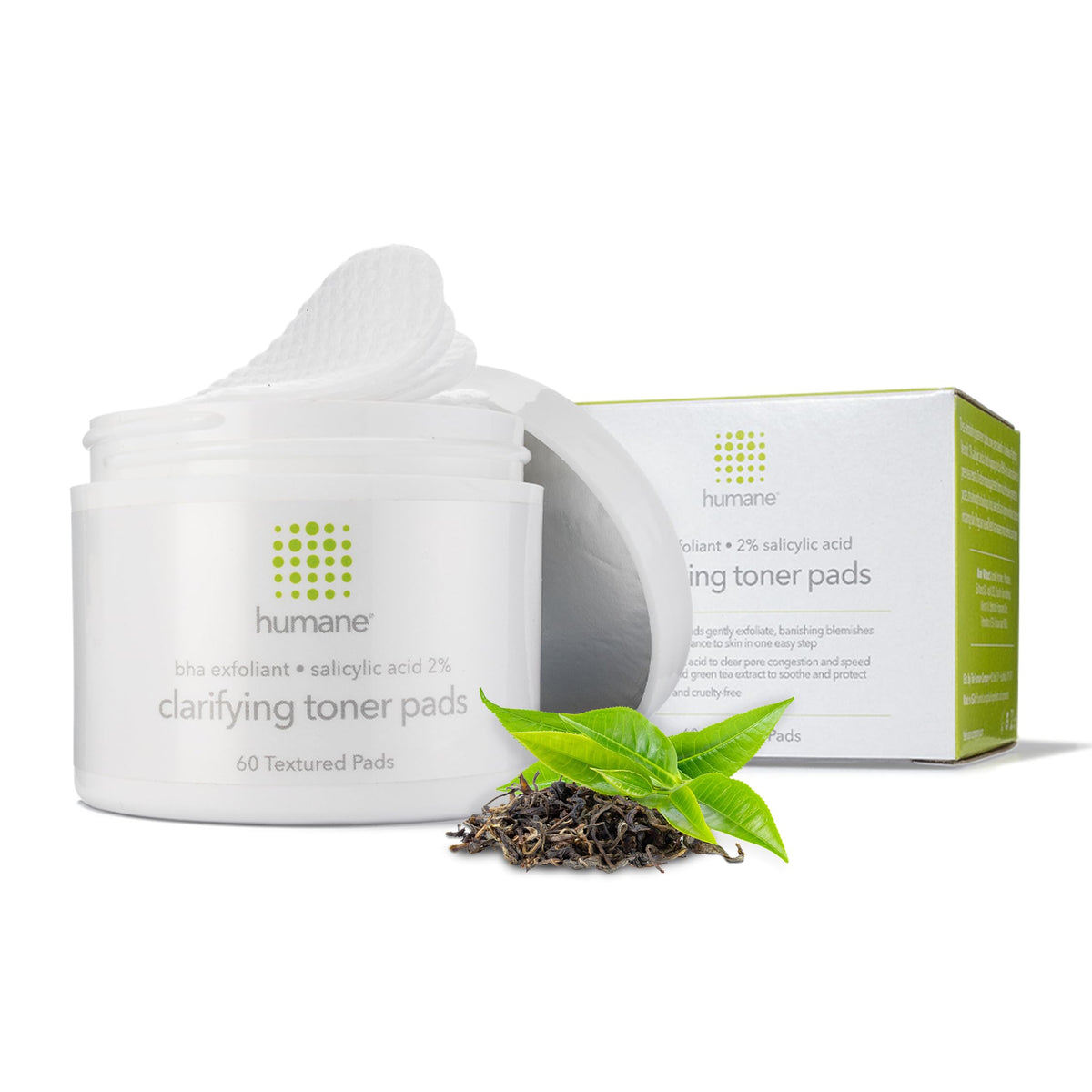 Humane Clarifying Toner Pad texture close-up for deep cleansing and exfoliation.