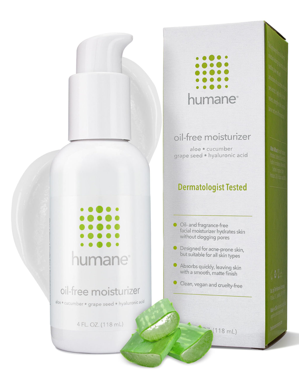 Humane oil-free daily moisturizer bottle ready for lightweight hydration.