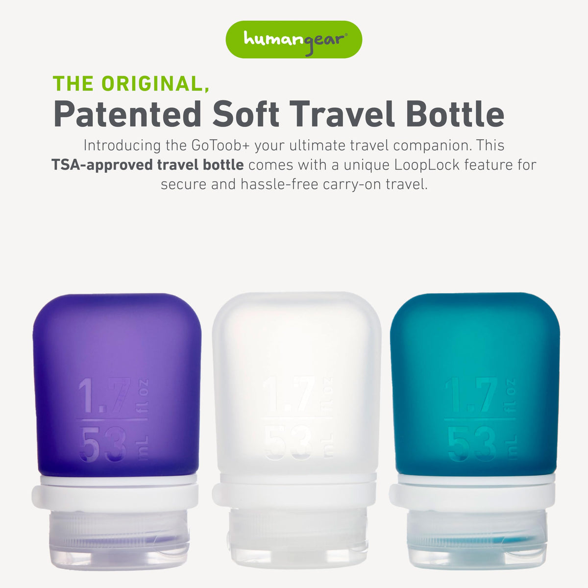 humangear GoToob+ LoopLock cap secures contents during travel