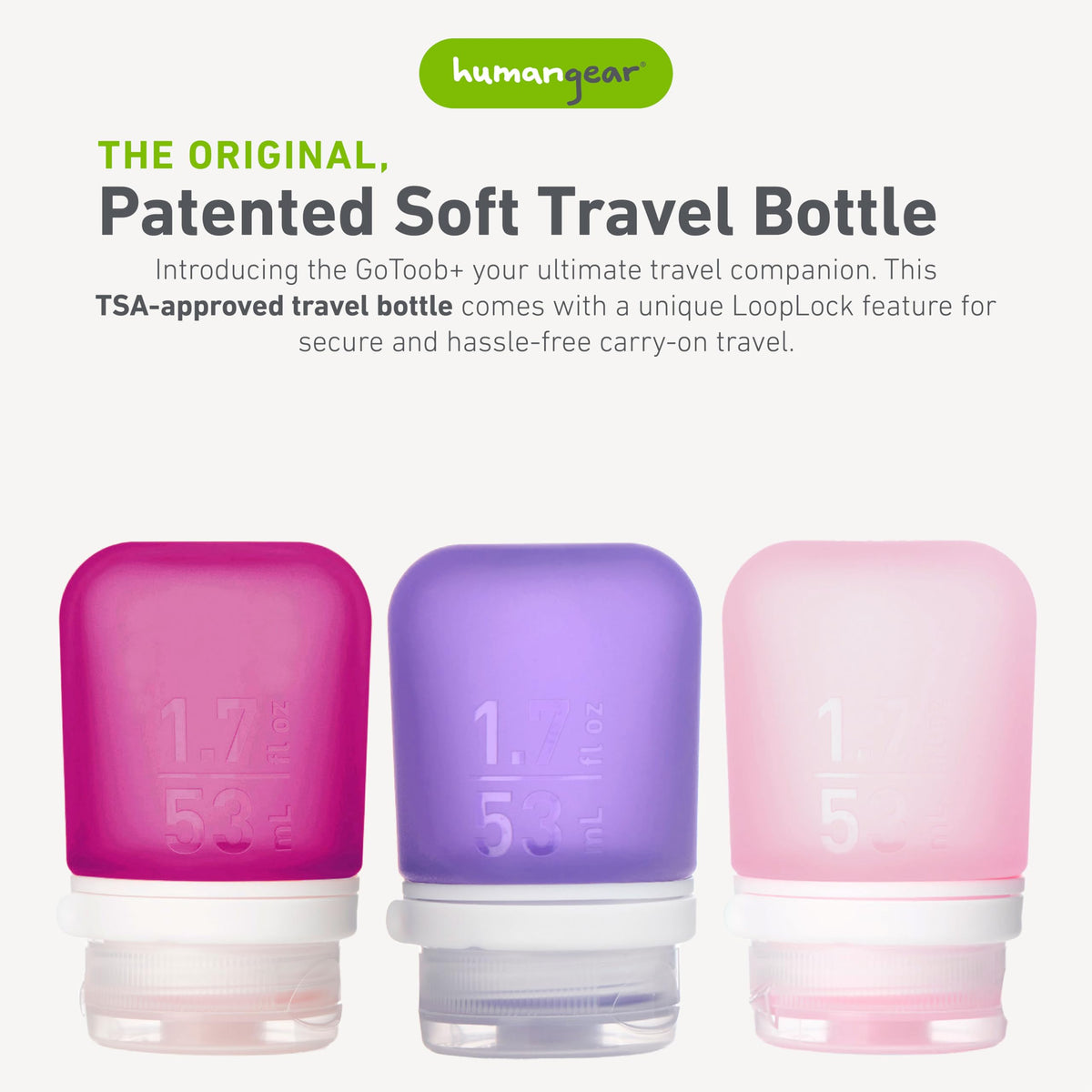 GoToob+ stand-design for easy filling and cleaning in travel kits