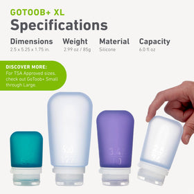 humangear GoToob+ XL bottle made with FDA food-safe, BPA-free material.