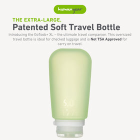 GoToob+ XL contoured tube designed for easy filling and cleaning.