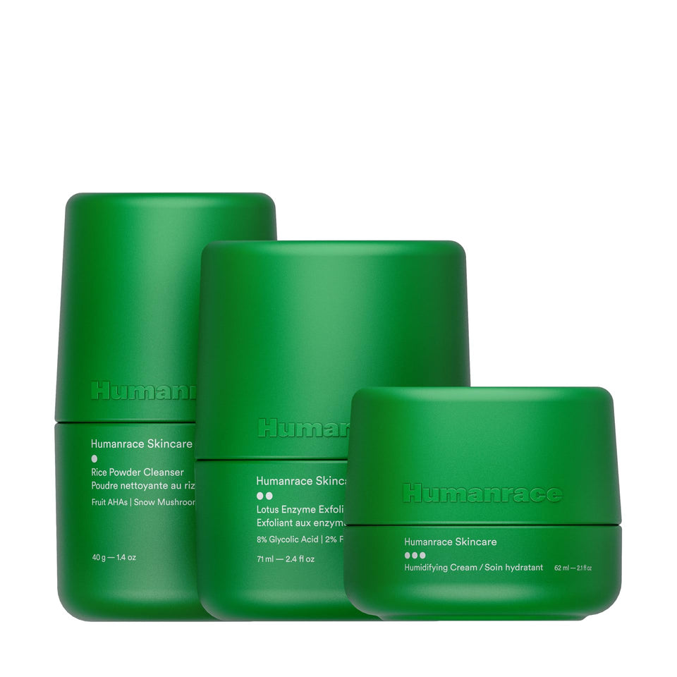 Humanrace Three-Step Starter Kit front view for glowing skin inspiration