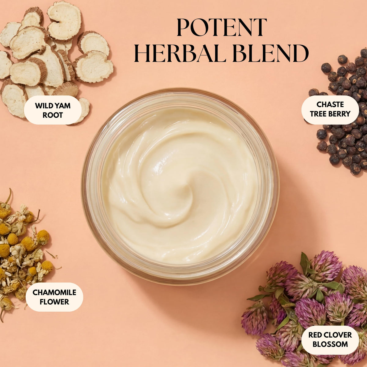 Humanroots Wild Yam Cream close-up shows light, fast-absorbing formula.