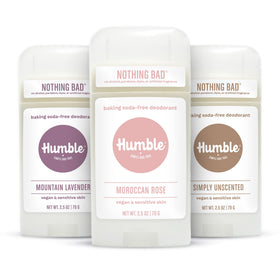 Humble Mountain Lavender aluminum-free deodorant bottle highlighting a gentle fragrance for sensitive skin.