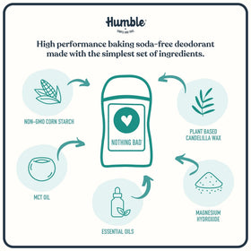 Humble Unscented deodorant stick with clean, simple formula for everyday use.