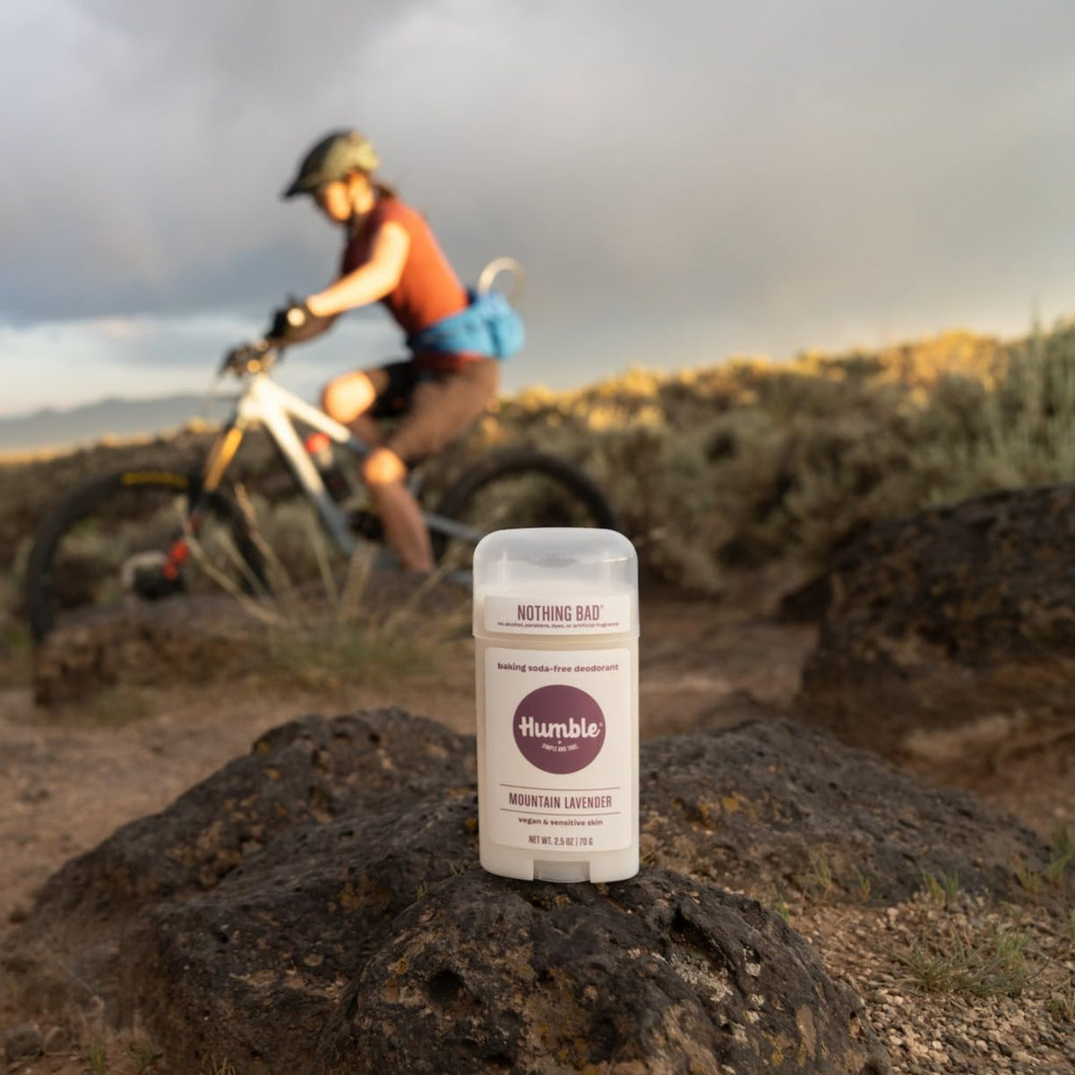 Humble Mountain Lavender deodorant stick travel-size offers portable odor protection on the go.