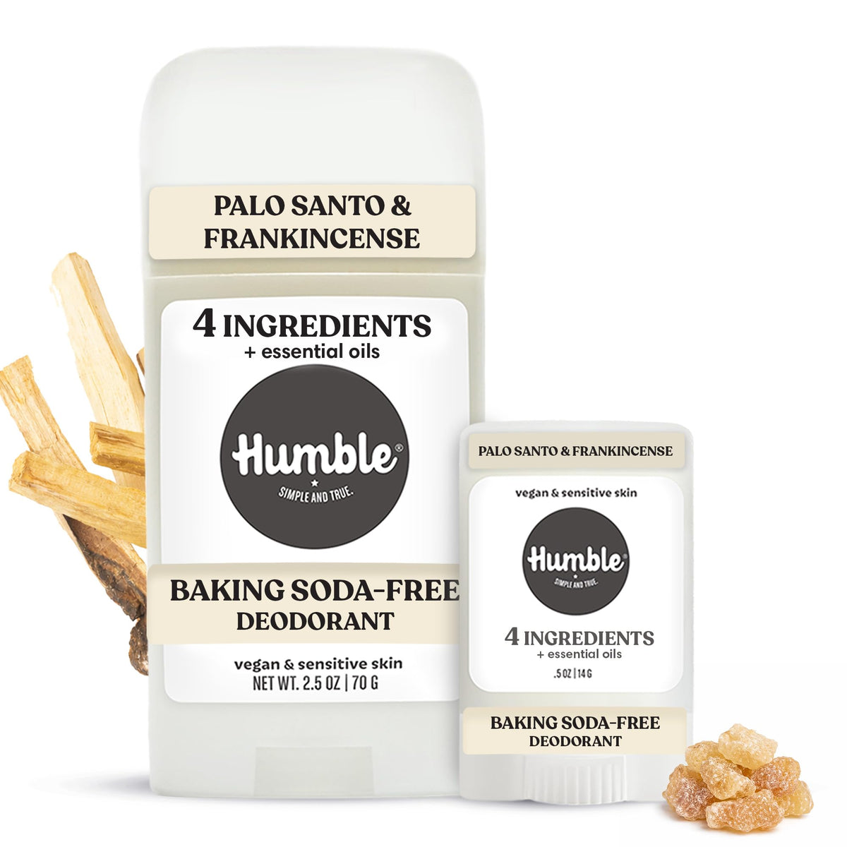 HUMBLE Palo Santo Frankincense full-size deodorant stick for sensitive skin