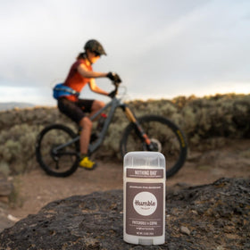 Humble Patchouli Copal fragrance offers a woody, calming aroma.