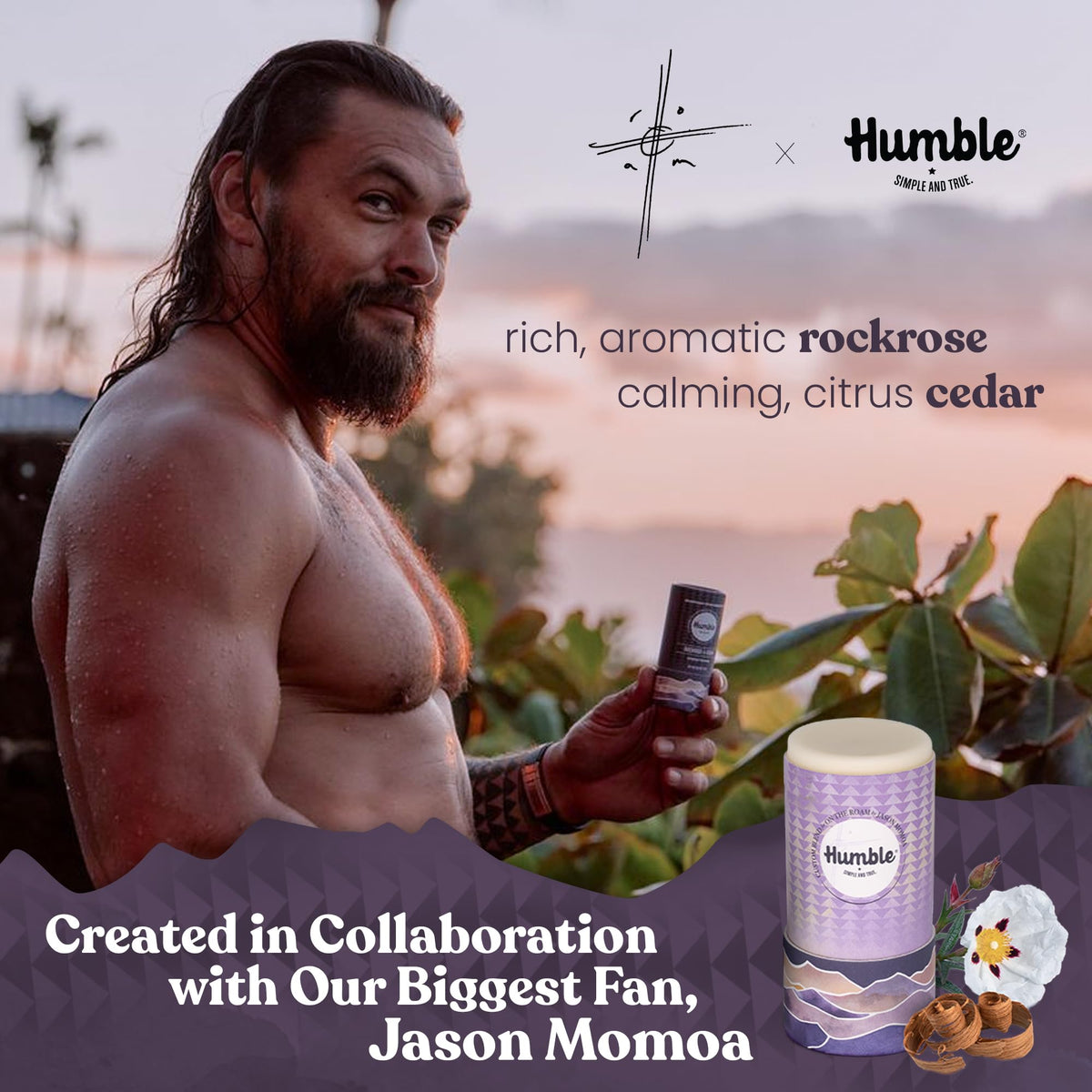 Humble Rockrose Cedar deodorant texture suggests smooth glide on skin.