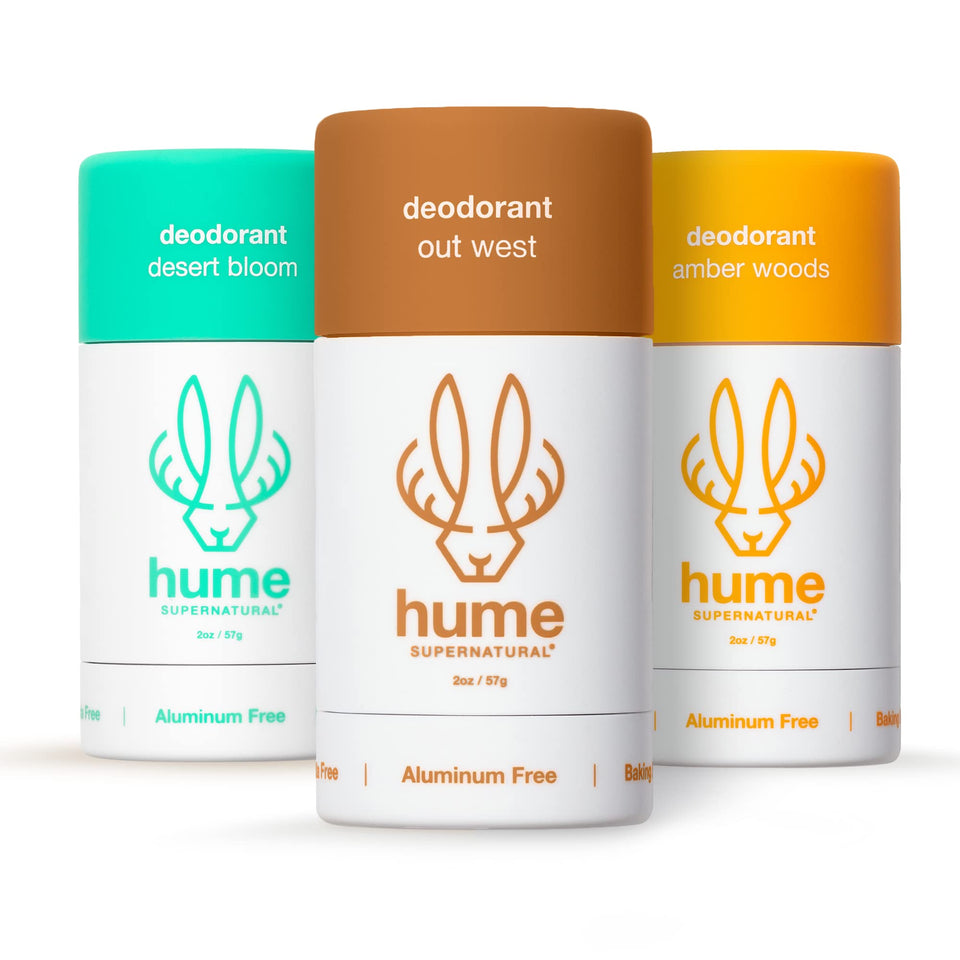 Hume Supernatural Desert Bloom roll-on bottle offers long-lasting odor control for daily wear.