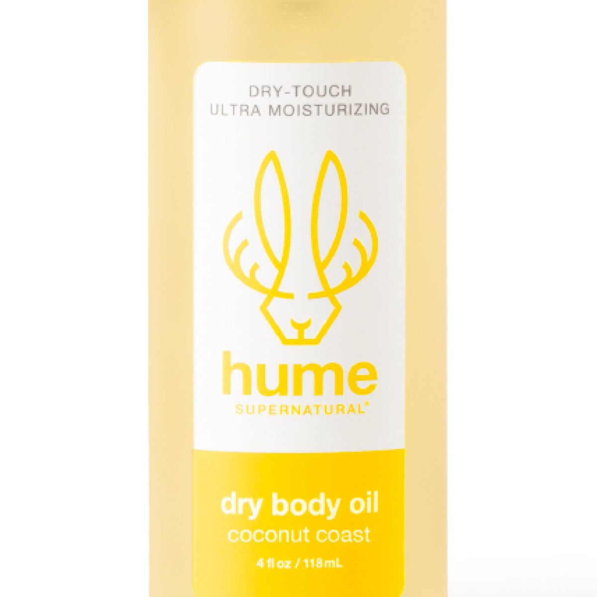 Hume Supernatural dry body oil spray bottle offers fast-absorbing hydration for dry skin.
