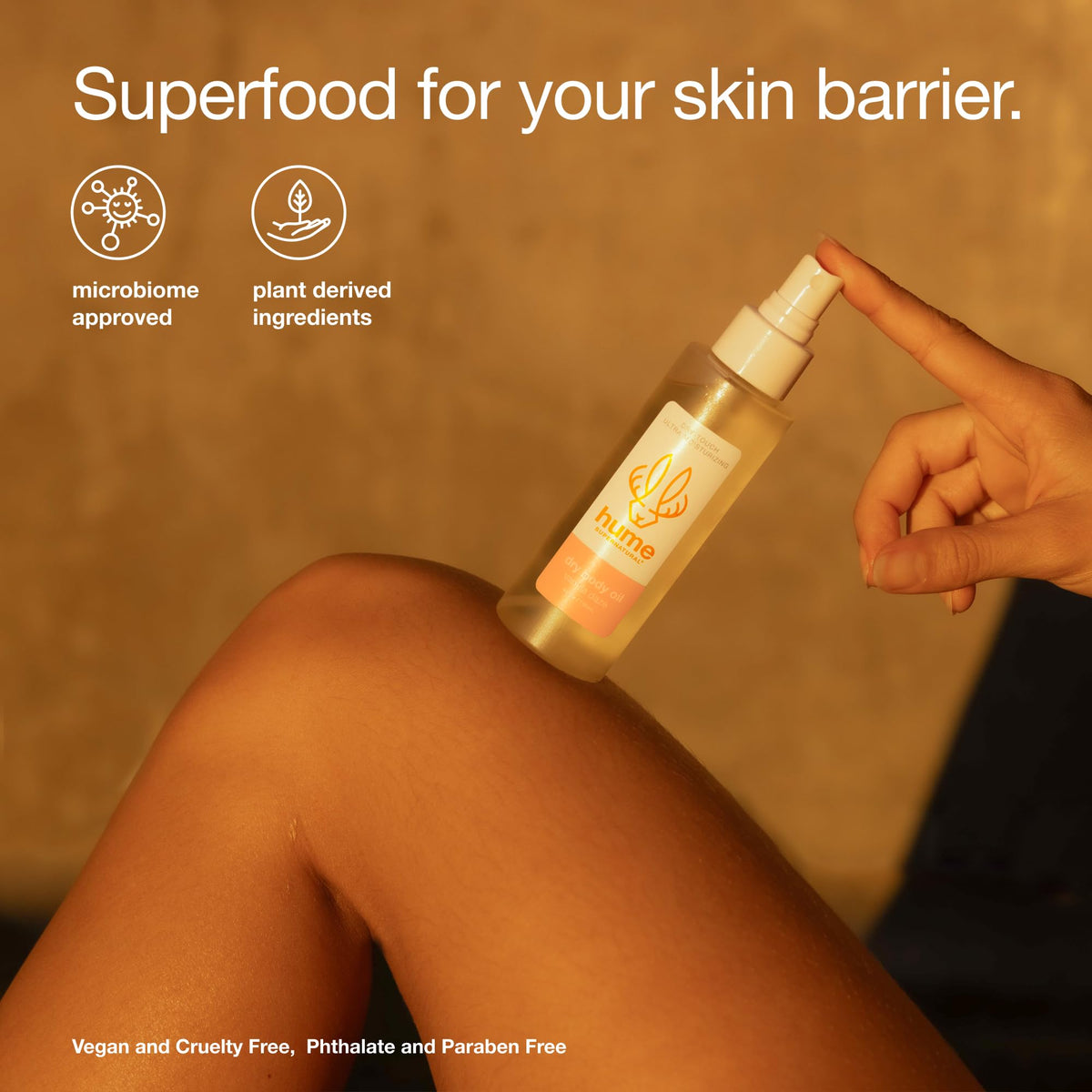 Hume Supernatural all-day hydration concept for lasting moisture.