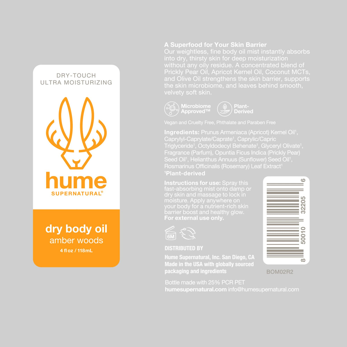Hume Supernatural packaging conveys minimalist, eco-friendly vibe for easy use.