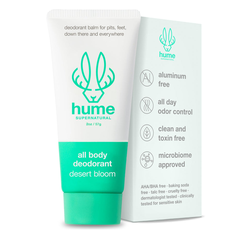 Hume Supernatural invisible deodorant balm jar for full body freshness