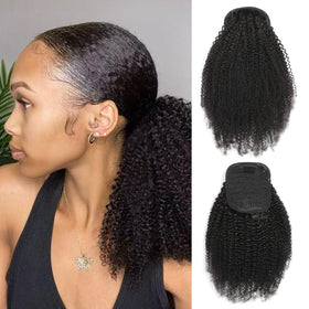 Humistwbiu 16-inch Afro kinky curly ponytail shows natural volume and silky texture for daily wear.