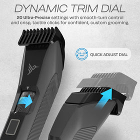 Stainless steel T-blade close-up delivers smooth trims without pulling